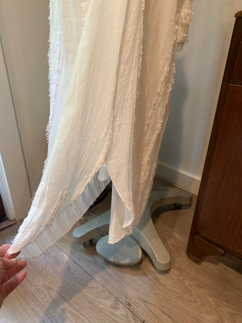 Women’s White Maxi Skirt with Textured Fringe Detail - Picture 2 of 7